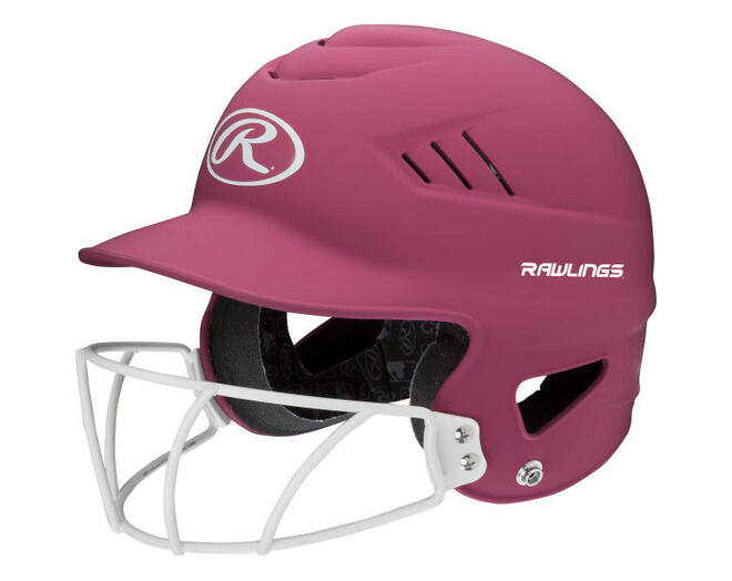 Rawlings Highlighter softball hjelm med gitter i farverne orange, pink eller rød